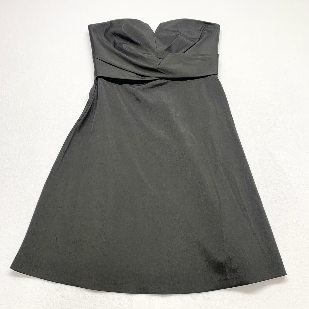 White House Black Market Strapless Cocktail Dress Women Sz 10 Black Gold Shimmer